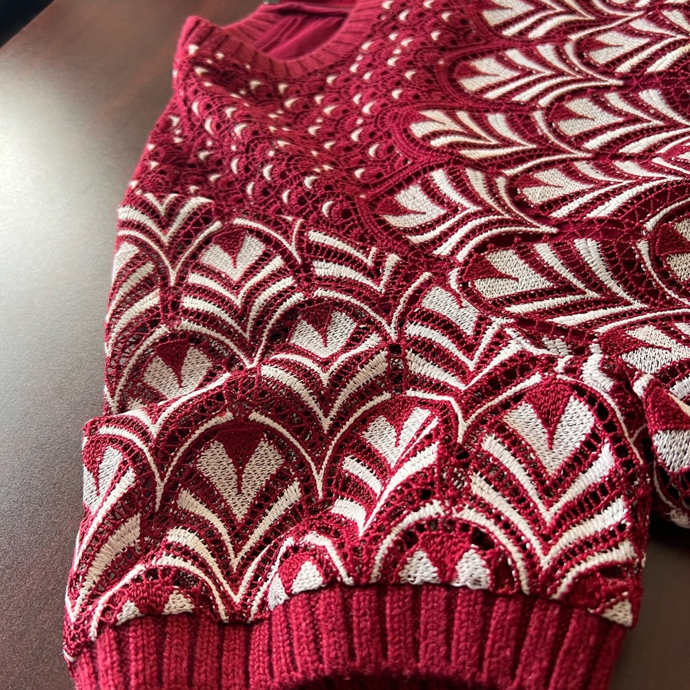 Daniel Rainn Red and White Crew Neck Sweater - Picture 3 of 9